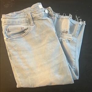 Judy Blue Light Blue Distressed Ankle Jeans